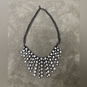 EXPRESS Elegant Statement Silver and Black Necklace